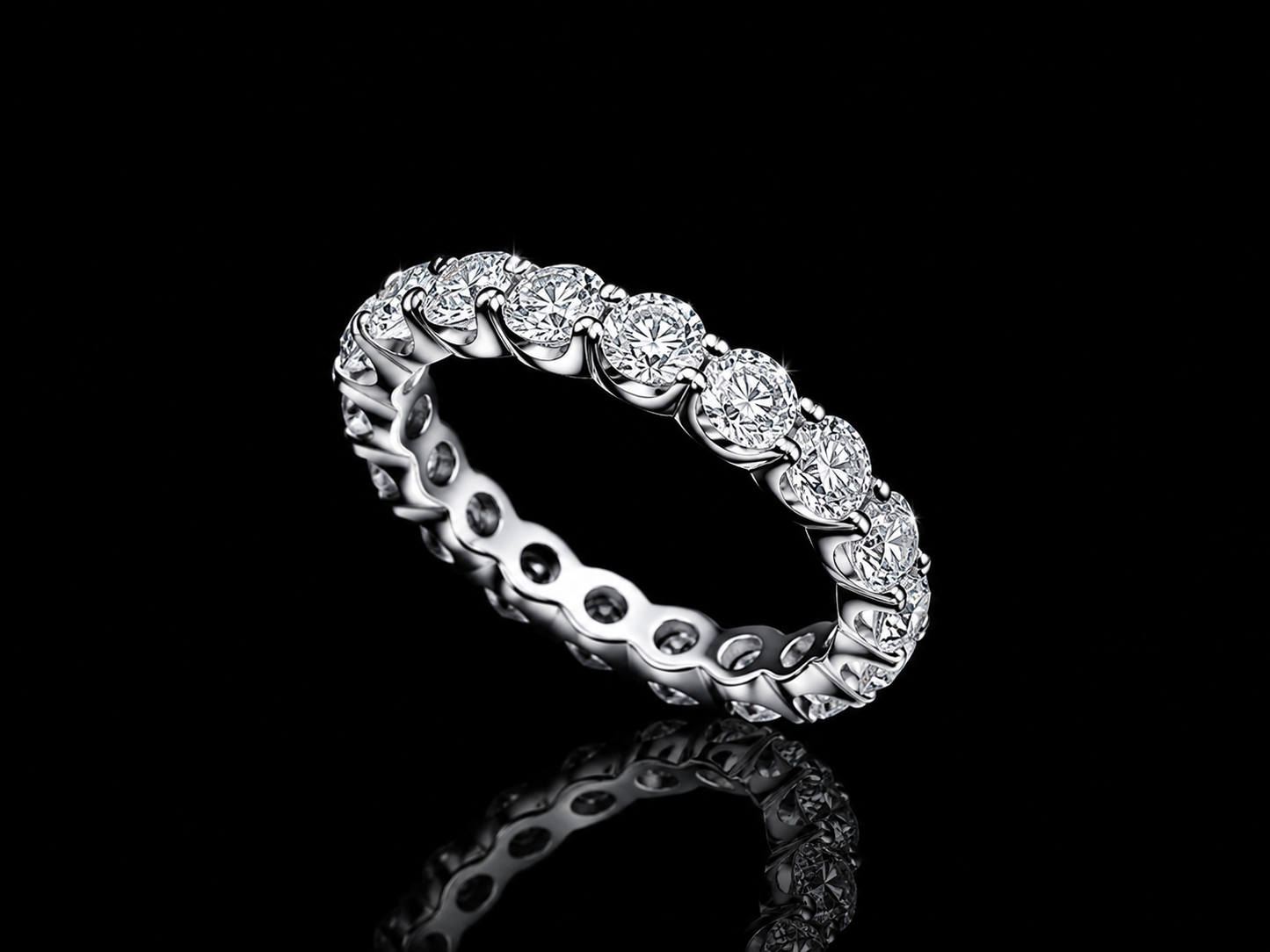 14K White Gold Shared Prong Round Brilliant Lab-Grown Diamond Eternity Ring – 3.10 CTW Angelica Jewellers