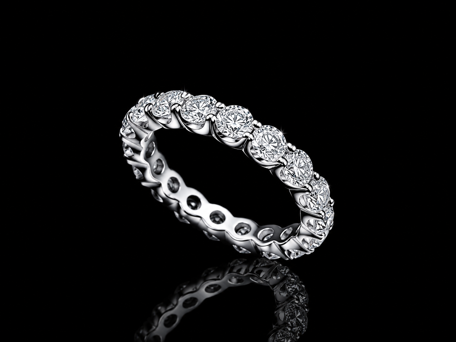 14K White Gold Shared Prong Round Brilliant Lab-Grown Diamond Eternity Ring – 3.10 CTW Angelica Jewellers