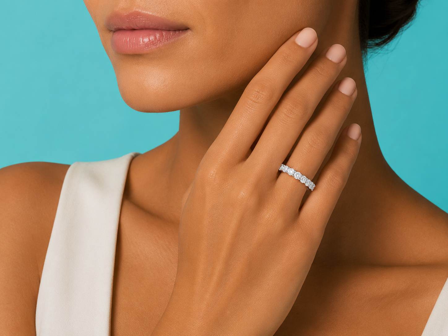 14K White Gold Shared Prong Round Brilliant Lab-Grown Diamond Eternity Ring – 3.10 CTW Angelica Jewellers