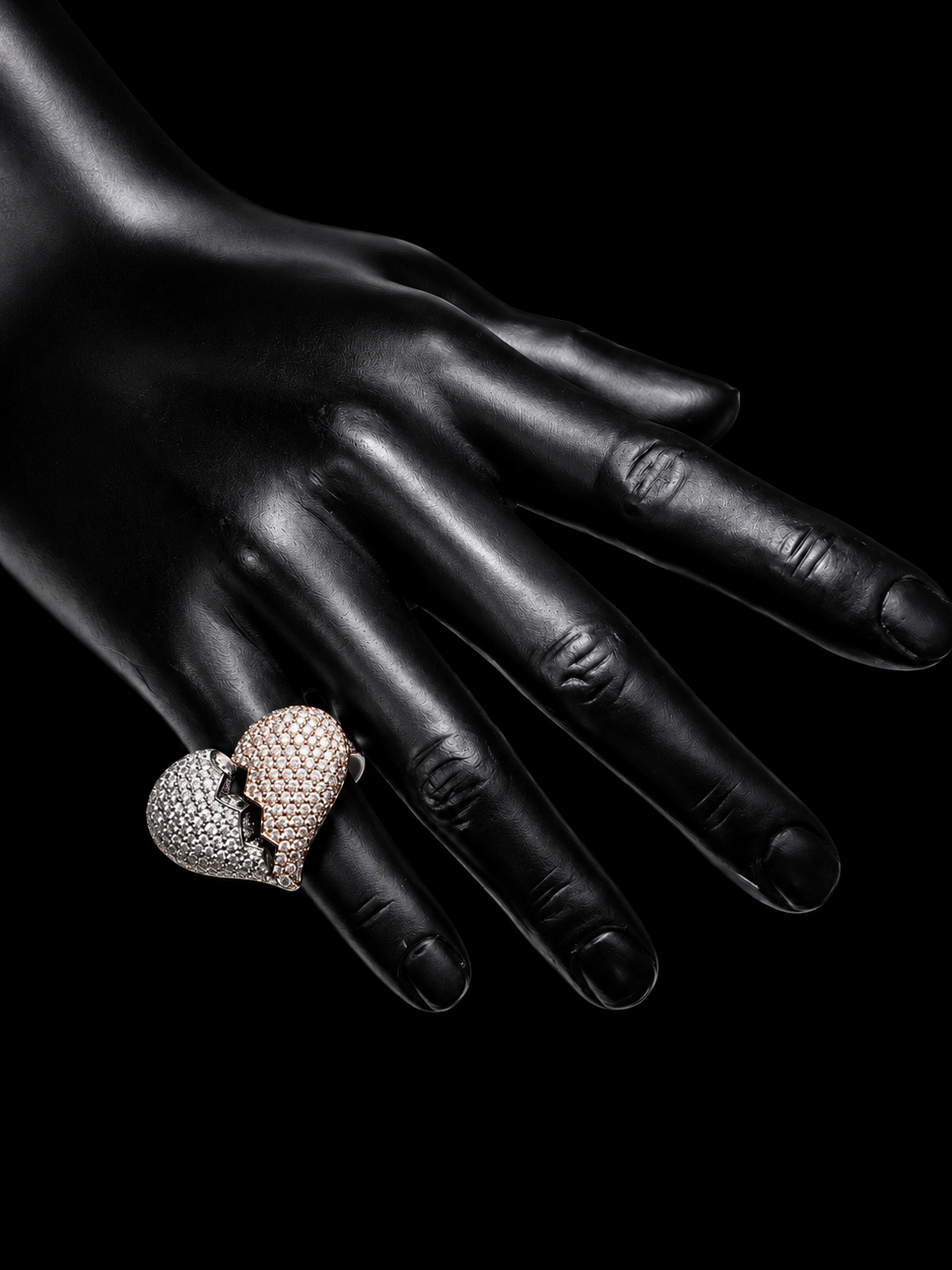 Jumbo Signature Broken Heart Ring – 10K Solid Two-Tone Gold & 9.48CT VVS Diamond Pavé Ring