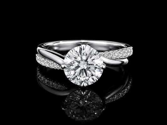 14K White Gold Lab-Grown Diamond Round Cut Engagement Ring – 1.70 CTW IGI Certified Angelica Jewellers
