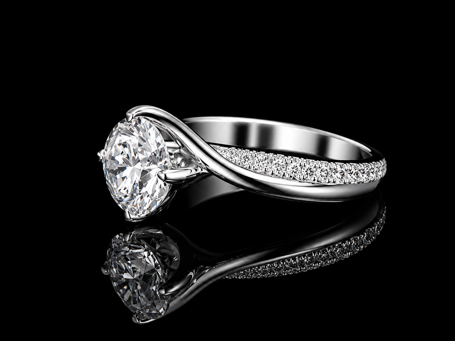 14K White Gold Lab-Grown Diamond Round Cut Engagement Ring – 1.70 CTW IGI Certified Angelica Jewellers