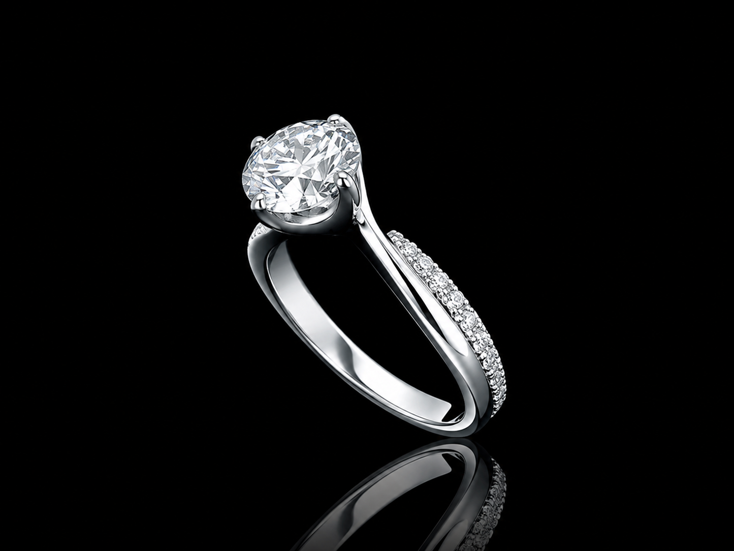 14K White Gold Lab-Grown Diamond Round Cut Engagement Ring – 1.70 CTW IGI Certified Angelica Jewellers