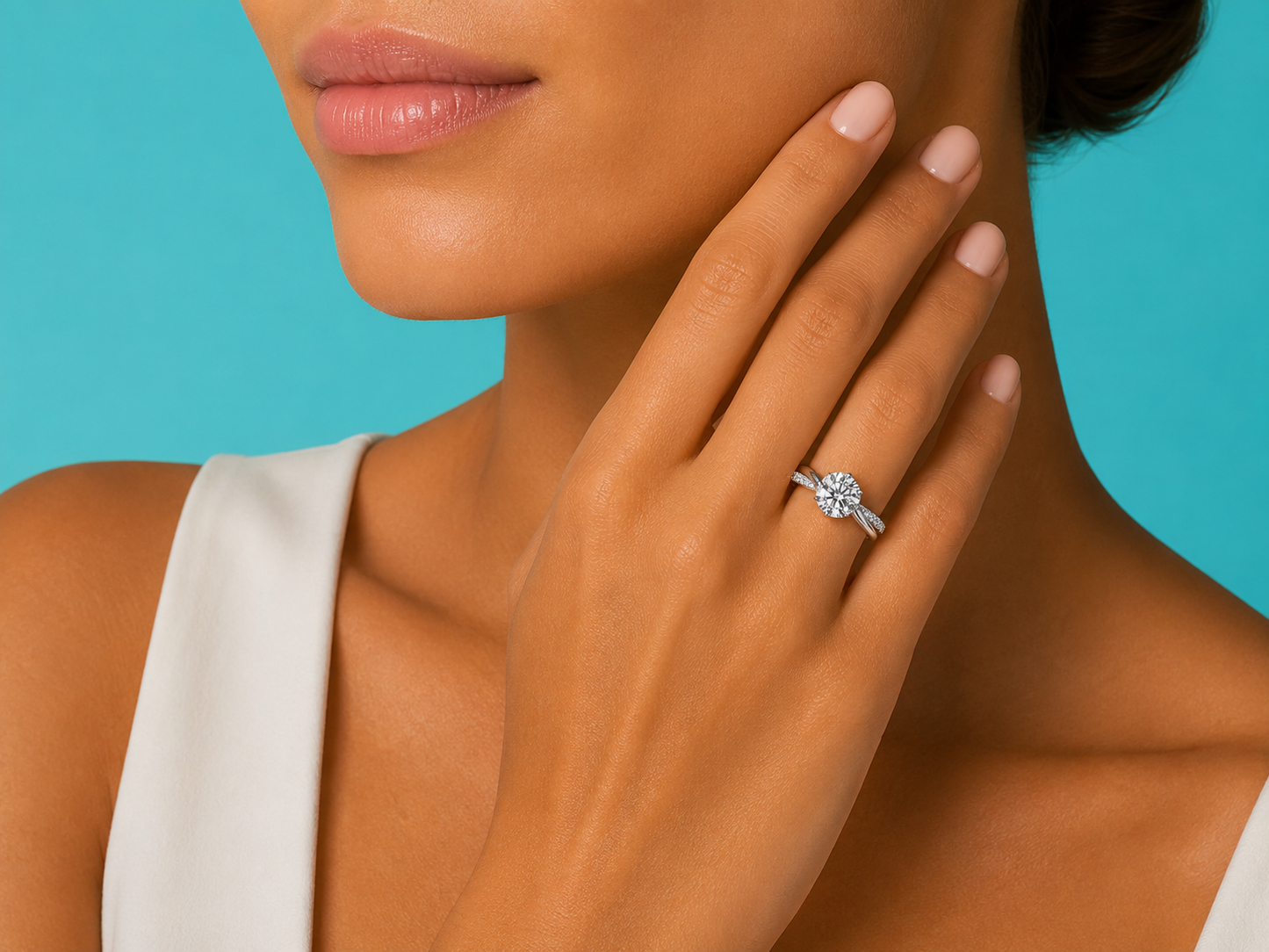 14K White Gold Lab-Grown Diamond Round Cut Engagement Ring – 1.70 CTW IGI Certified Angelica Jewellers
