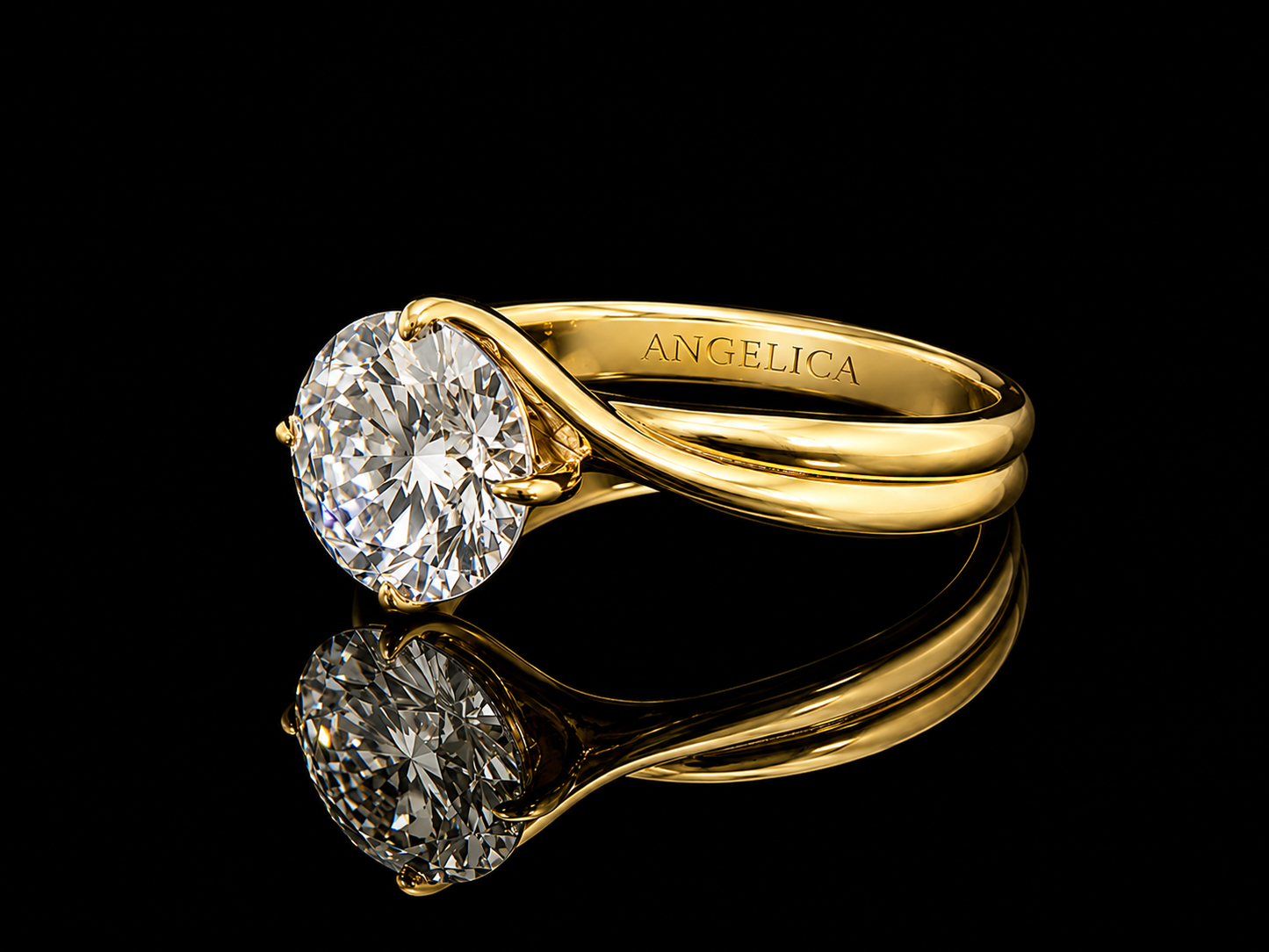 18K Yellow Gold Lab-Grown Diamond Round Cut Engagement Ring – 2.00 CT IGI Certified Angelica Jewellers