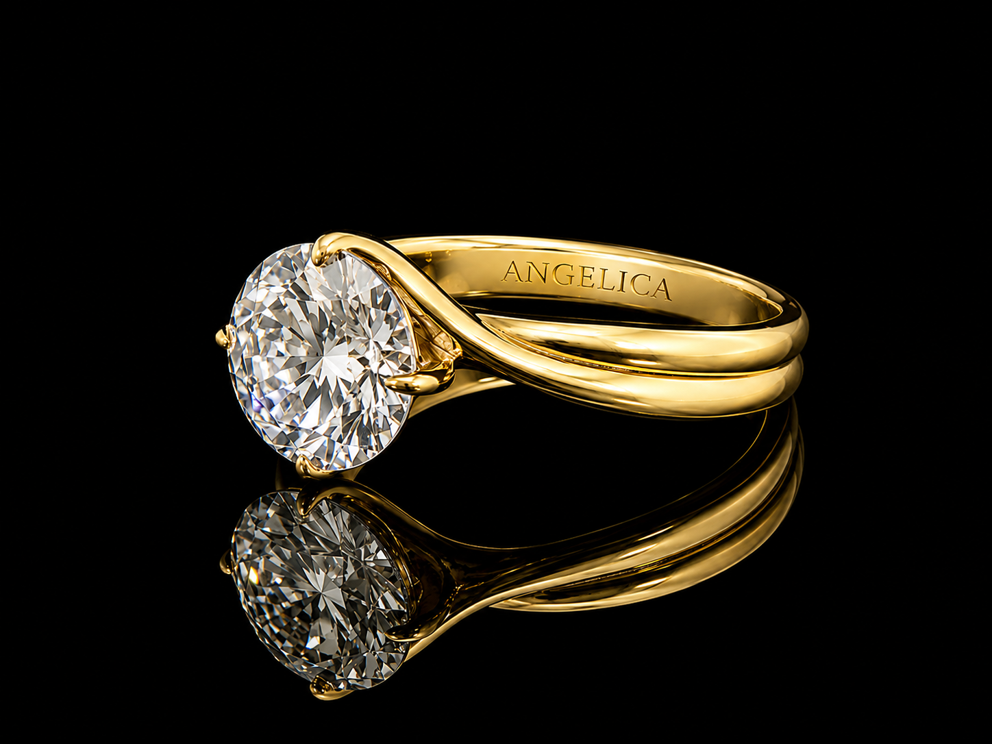 18K Yellow Gold Lab-Grown Diamond Round Cut Engagement Ring – 2.00 CT IGI Certified Angelica Jewellers