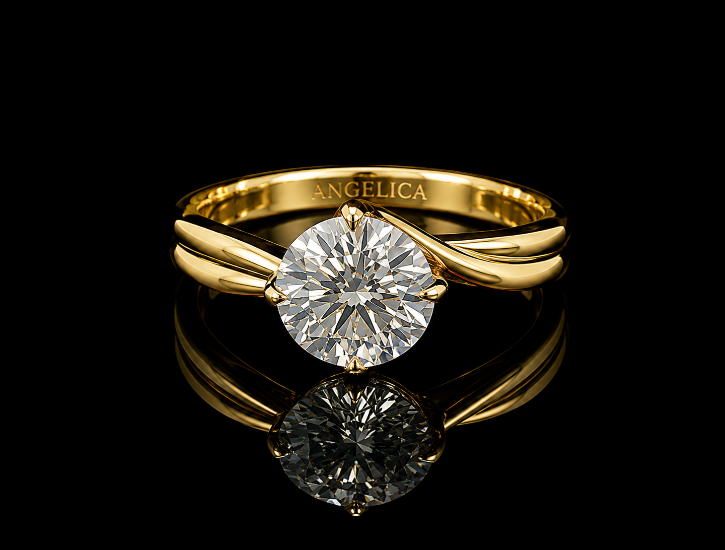 18K Yellow Gold Lab-Grown Diamond Round Cut Engagement Ring – 2.00 CT IGI Certified Angelica Jewellers