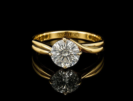 18K Yellow Gold Lab-Grown Diamond Round Cut Engagement Ring – 2.00 CT IGI Certified Angelica Jewellers