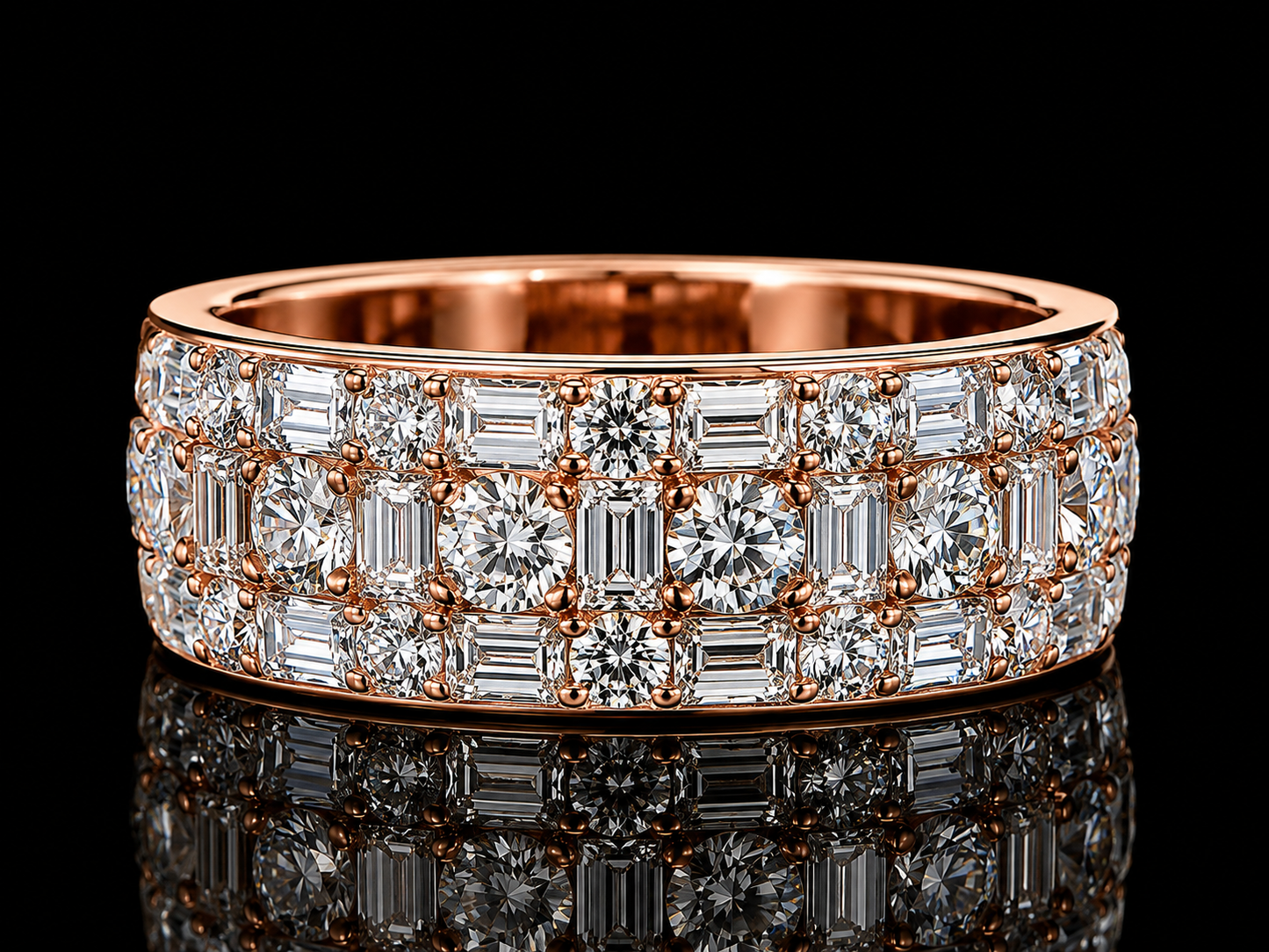 Alliance ÉTERNITÉ EN OR ROSE 10K 6,38 CT DE DIAMANTS EN VVS F+ 