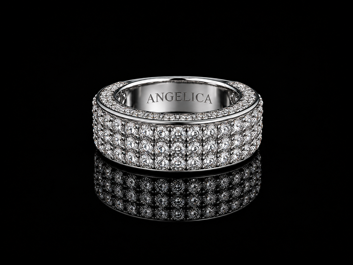 10K White Gold Lab-Grown Diamond Band Ring – 3.50 CT Total Weight | VVS Clarity, F+ Color Angelica Jewellers
