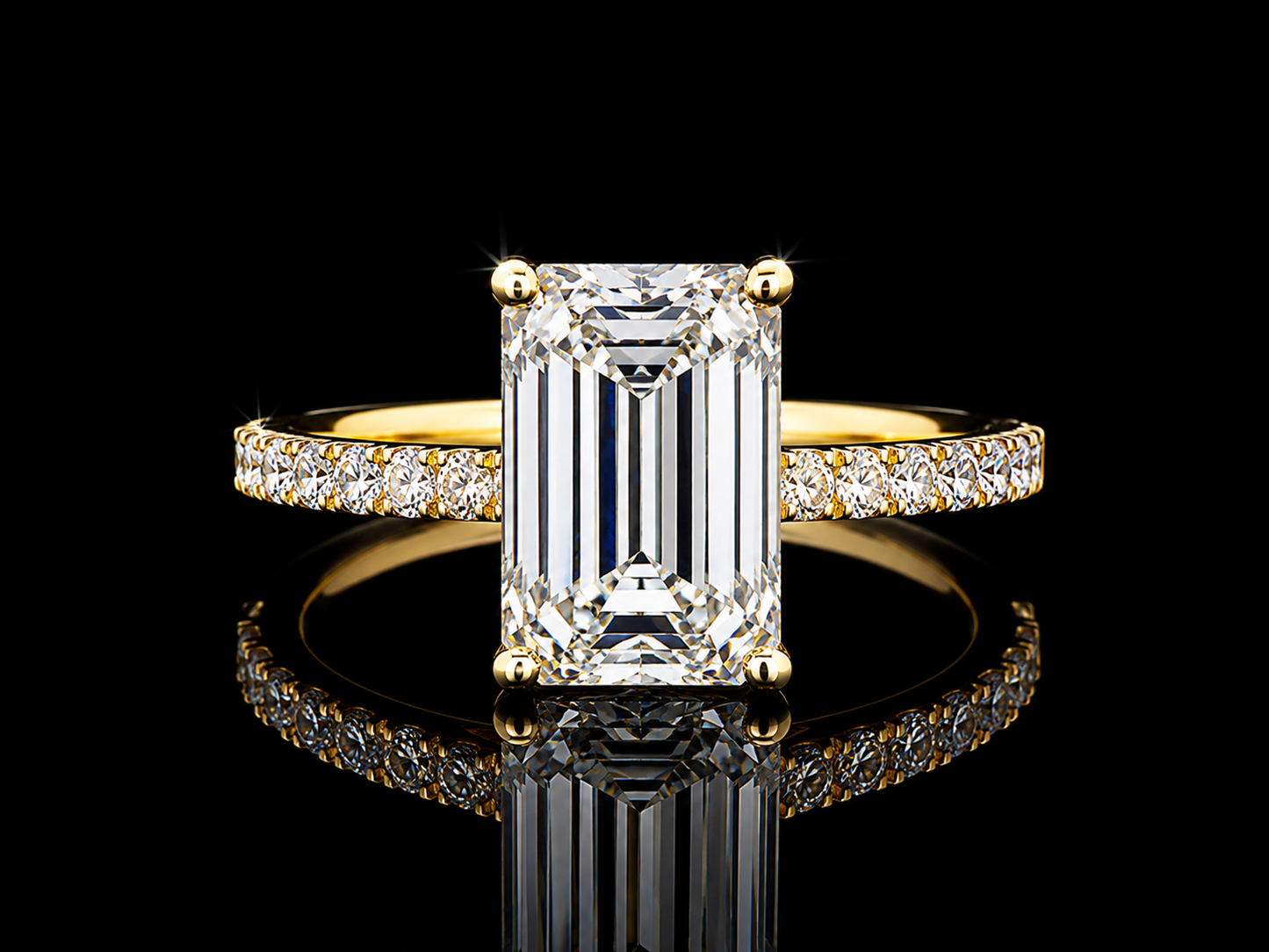 18K Yellow Gold Lab-Grown Diamond Emerald Cut Engagement Ring – 2.51 CTW IGI Certified Angelica Jewellers