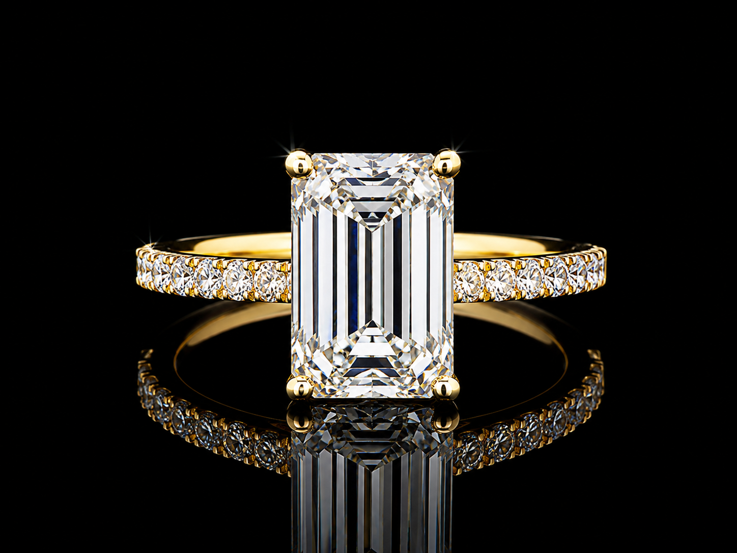 18K Yellow Gold Lab-Grown Diamond Emerald Cut Engagement Ring – 2.51 CTW IGI Certified Angelica Jewellers