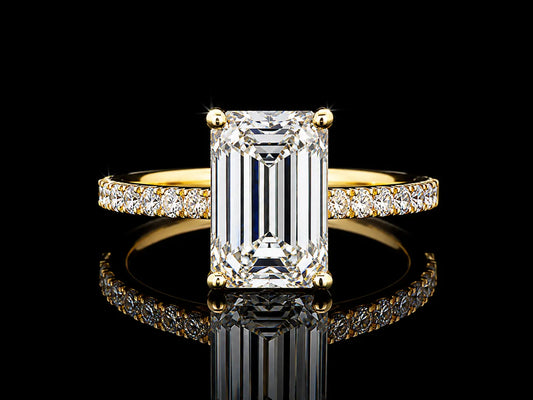 18K Yellow Gold Lab-Grown Diamond Emerald Cut Engagement Ring – 2.51 CTW IGI Certified Angelica Jewellers