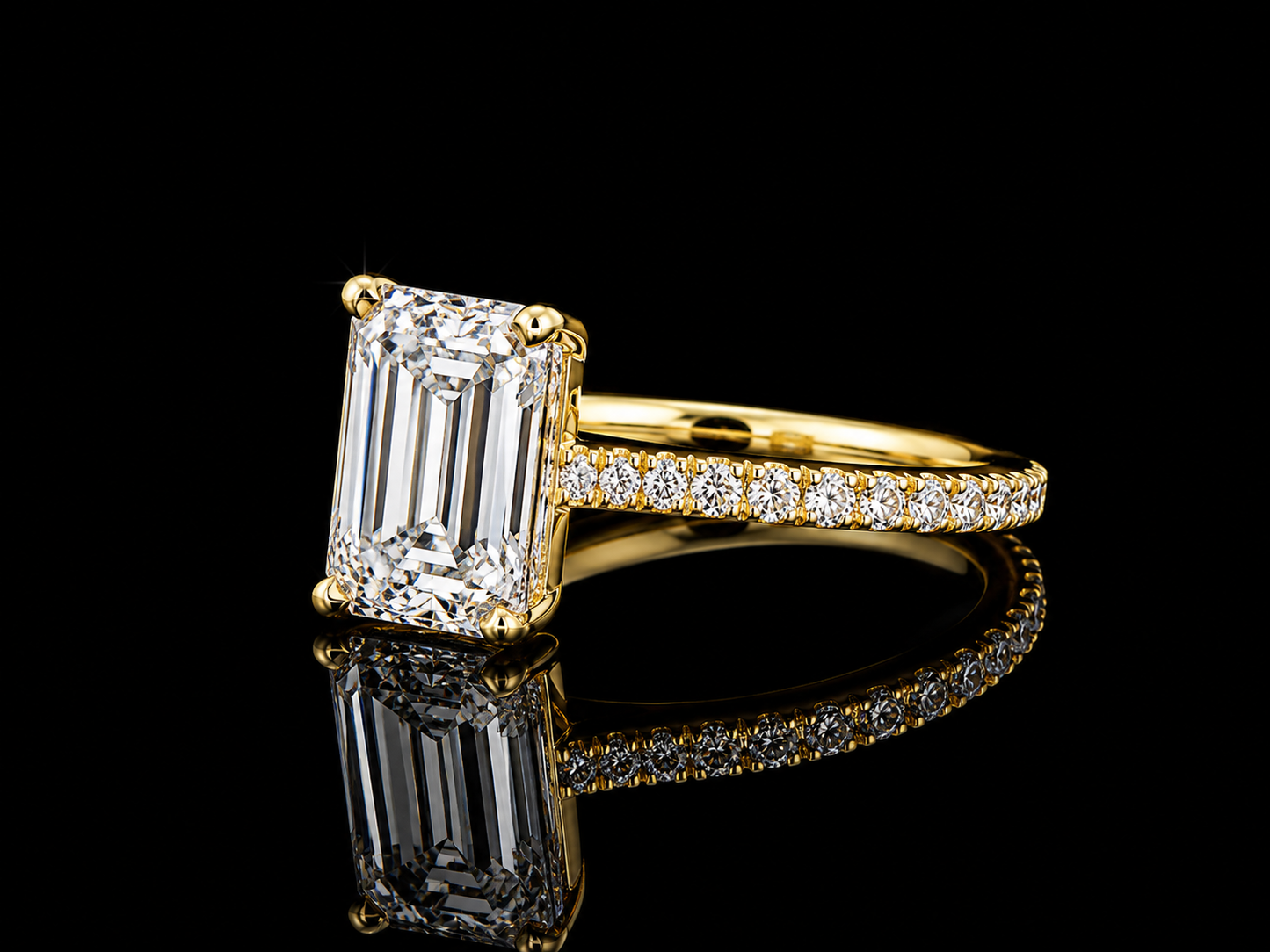 18K Yellow Gold Lab-Grown Diamond Emerald Cut Engagement Ring – 2.51 CTW IGI Certified Angelica Jewellers