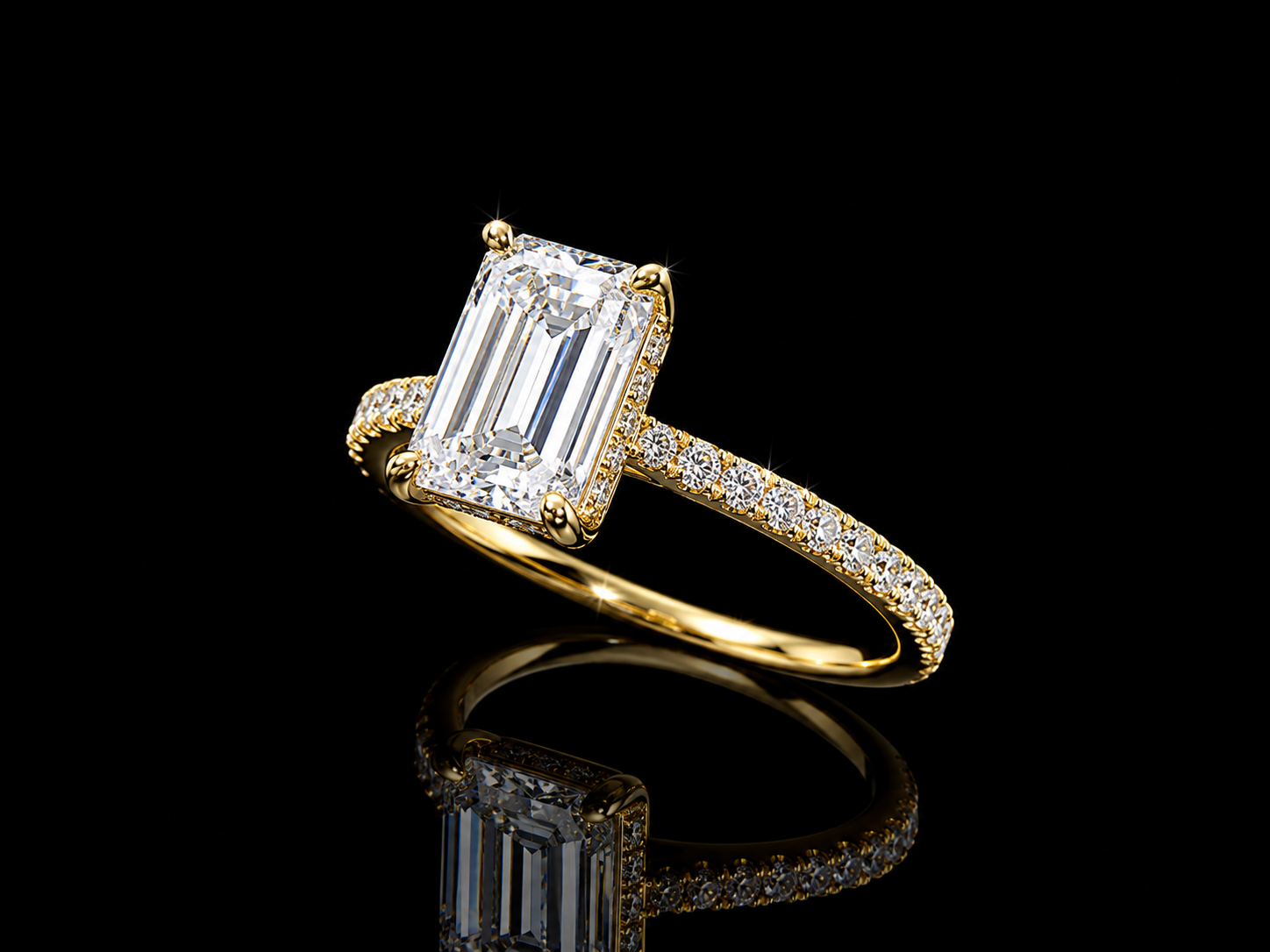 18K Yellow Gold Lab-Grown Diamond Emerald Cut Engagement Ring – 2.51 CTW IGI Certified Angelica Jewellers