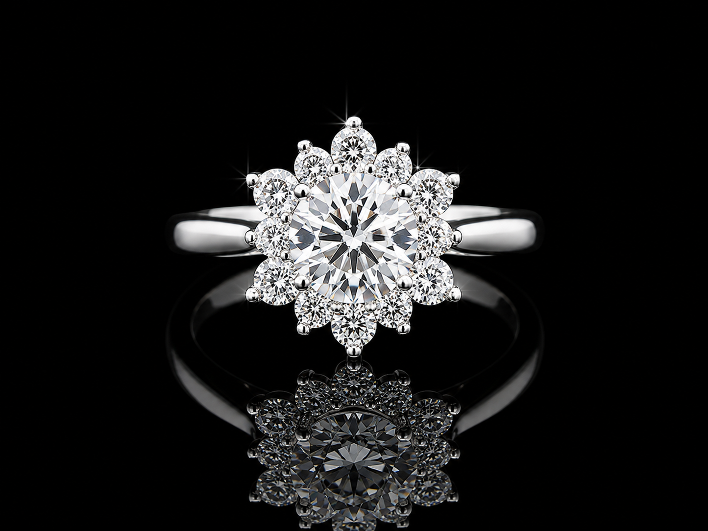 14K White Gold Lab-Grown Diamond Halo Round Cut Engagement Ring – 1.11 CTW IGI Certified Angelica Jewellers