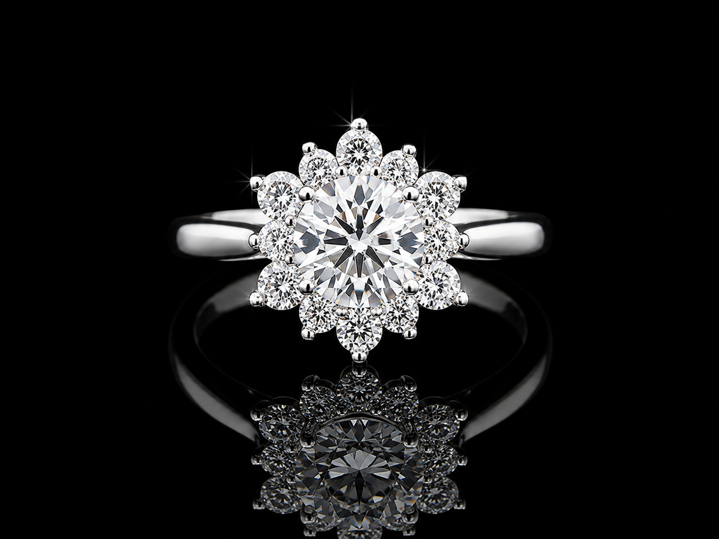 14K White Gold Lab-Grown Diamond Halo Round Cut Engagement Ring – 1.11 CTW IGI Certified Angelica Jewellers