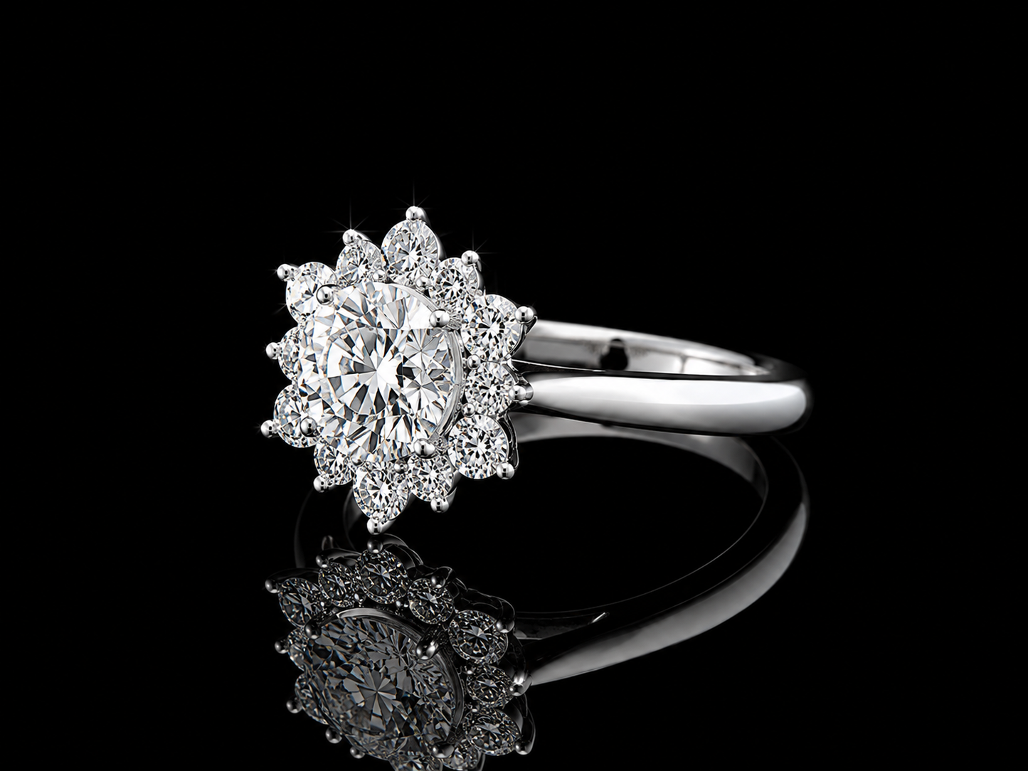 14K White Gold Lab-Grown Diamond Halo Round Cut Engagement Ring – 1.11 CTW IGI Certified Angelica Jewellers