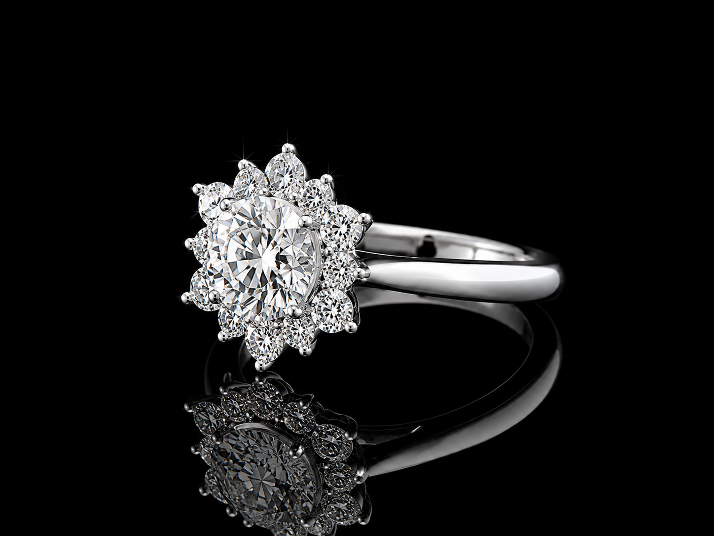 14K White Gold Lab-Grown Diamond Halo Round Cut Engagement Ring – 1.11 CTW IGI Certified Angelica Jewellers