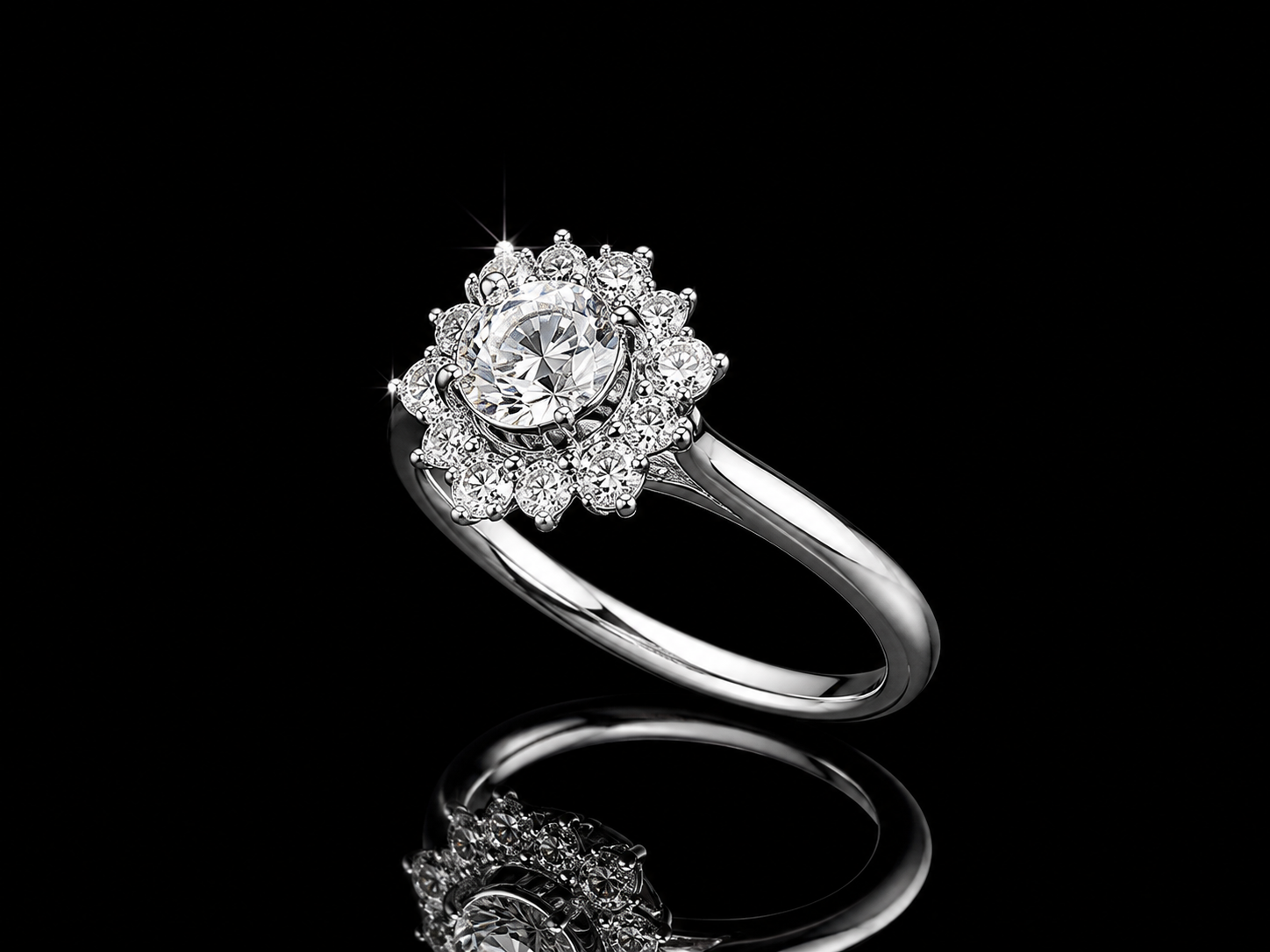 14K White Gold Lab-Grown Diamond Halo Round Cut Engagement Ring – 1.11 CTW IGI Certified Angelica Jewellers