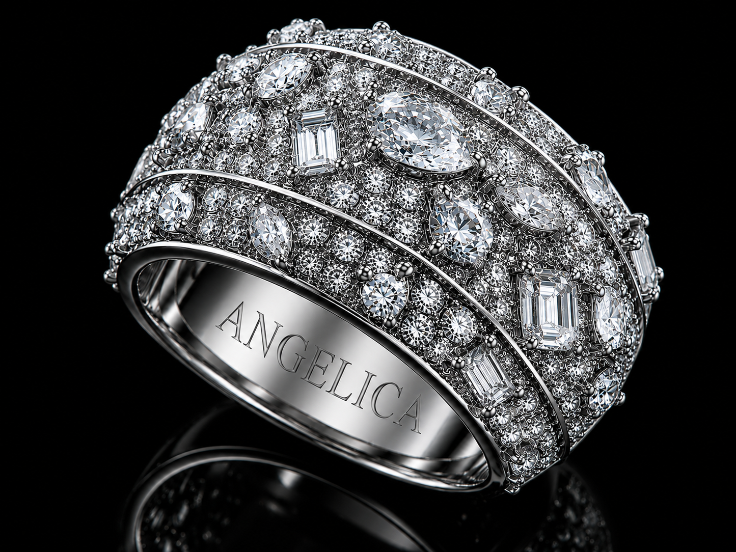 10K White Gold Diamond Band Ring – 2.80 CT | VVS Clarity, F+ Color | 13 mm Signature Collection Angelica Jewellers