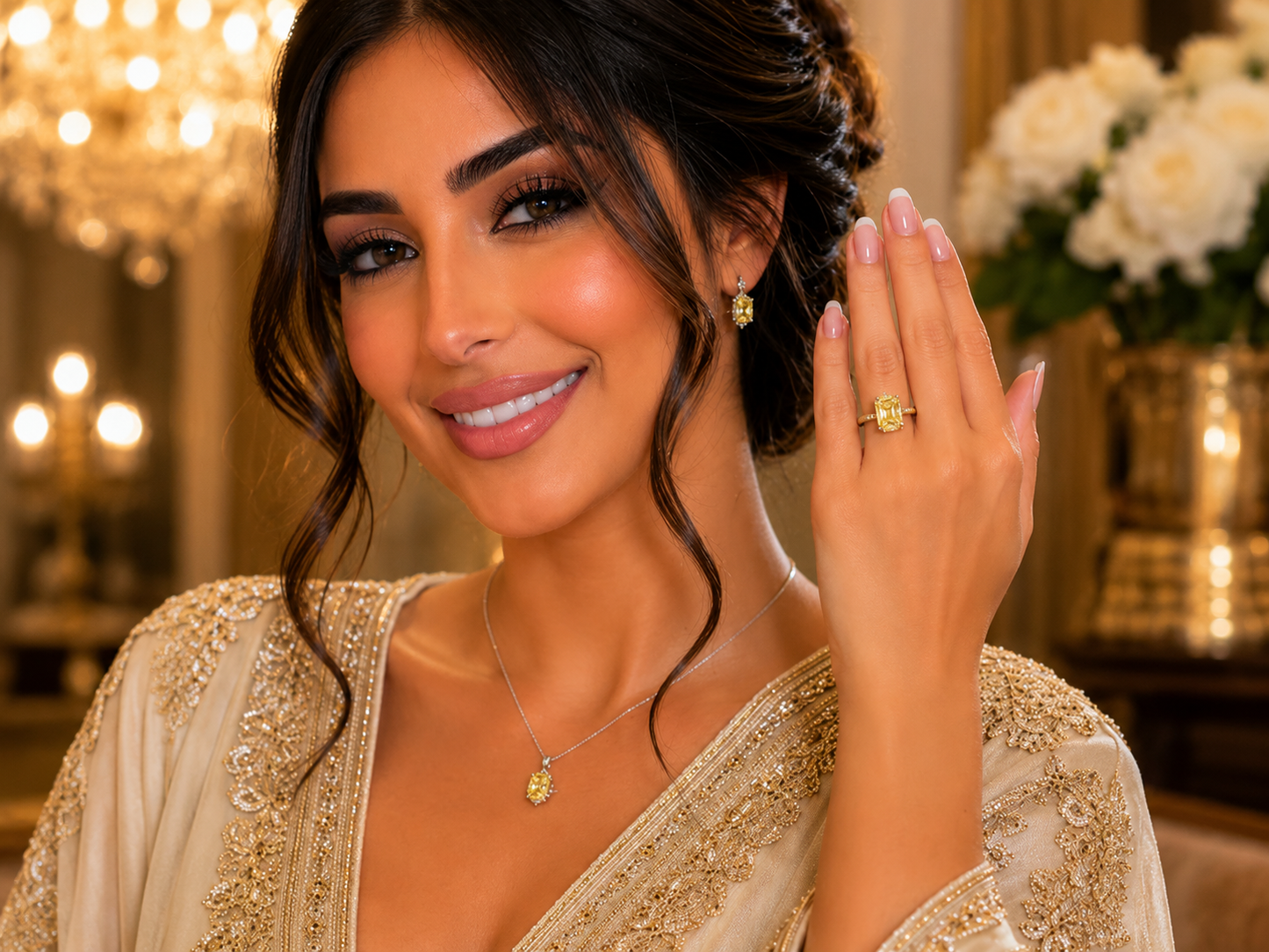 Platinum & 18K Yellow Gold Canary Yellow Oval Lab Diamond Engagement Ring – 2.19 ct Total – IGI Certified Angelica Jewellers