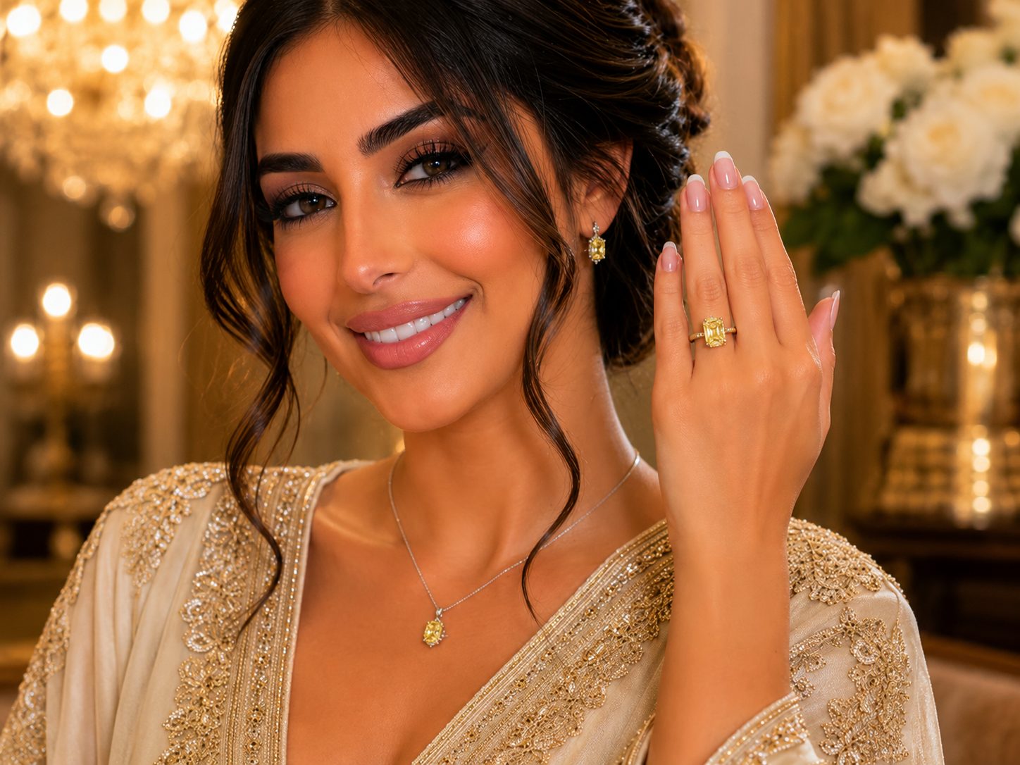 Platinum & 18K Yellow Gold Canary Yellow Oval Lab Diamond Engagement Ring – 2.19 ct Total – IGI Certified Angelica Jewellers