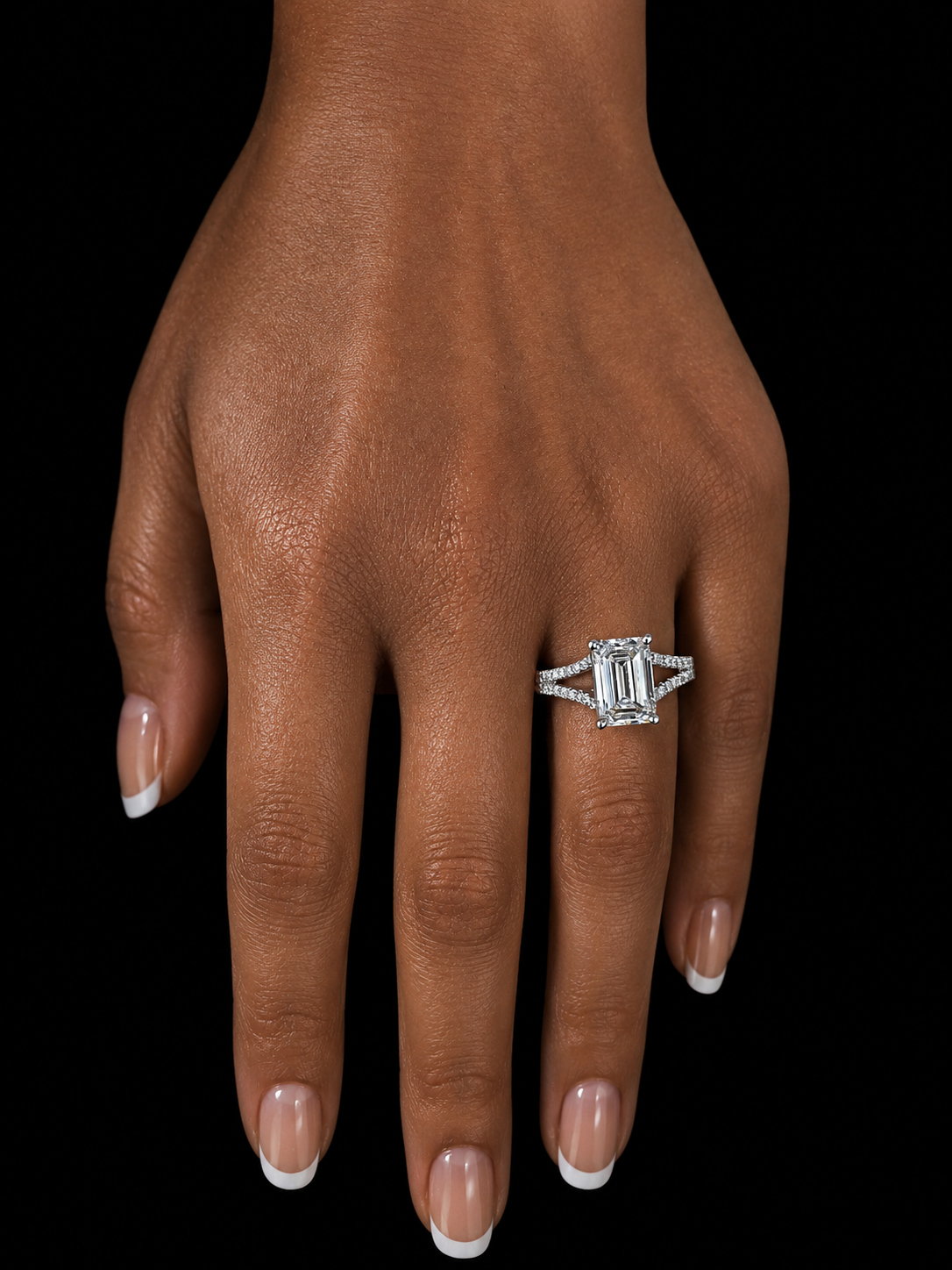 Platinum Emerald Cut Lab Diamond Engagement Ring – 3.37 ct Total – IGI Certified