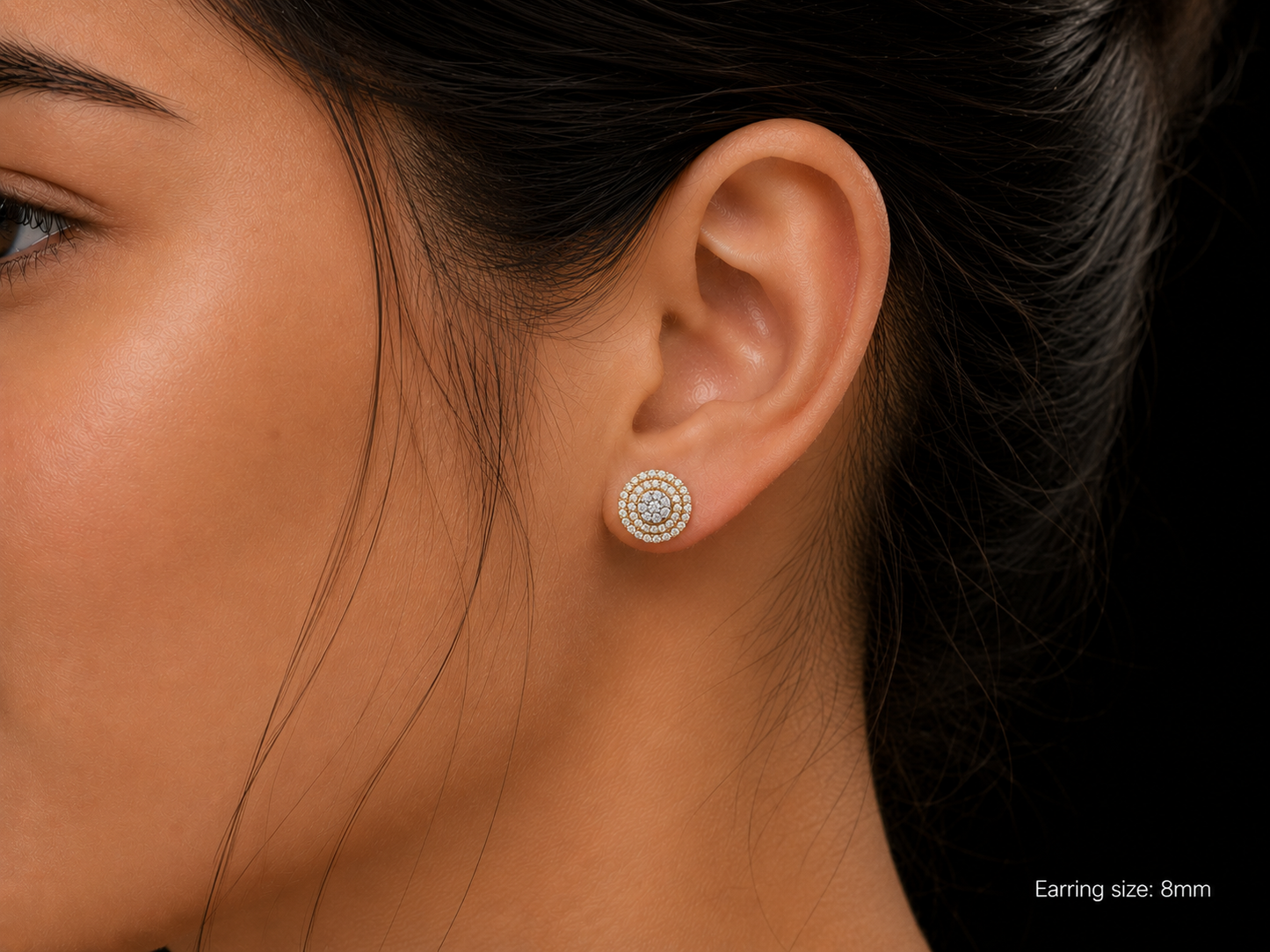 PENDIENTES DE ORO AMARILLO DE 10 K CON DIAMANTES REDONDOS DE 8 MM