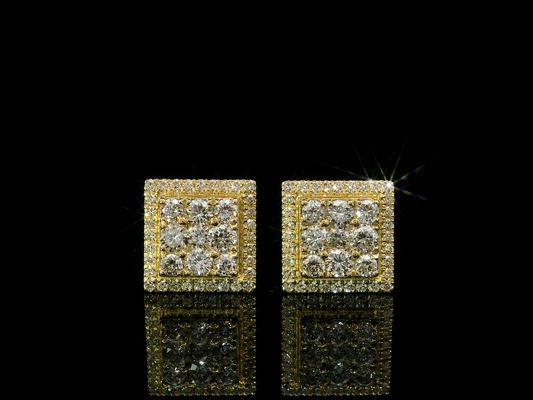 10K YELLOW GOLD 9MM 0.93ct DIAMOND EARRINGS