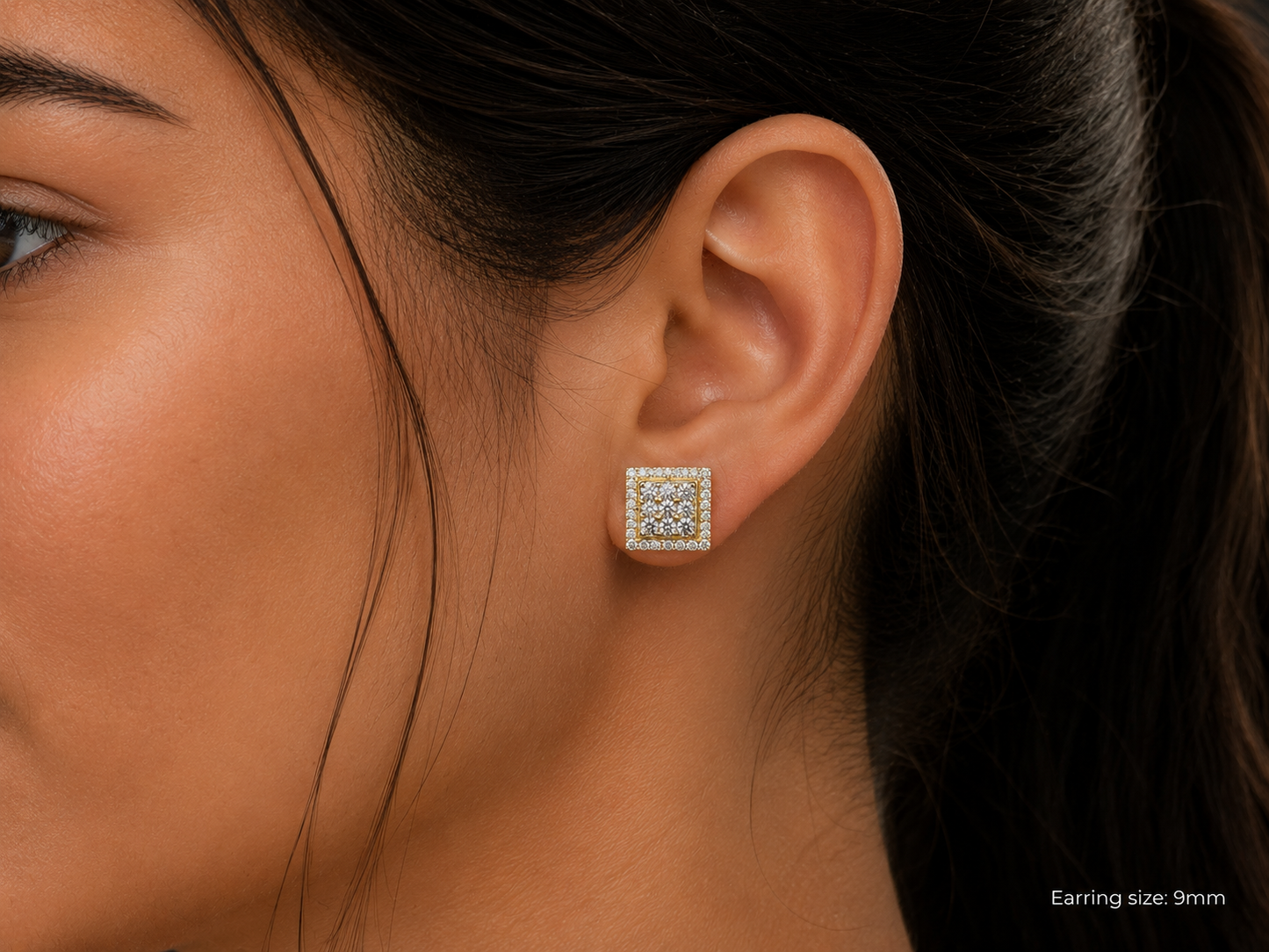 10K YELLOW GOLD 9MM 0.93ct DIAMOND EARRINGS