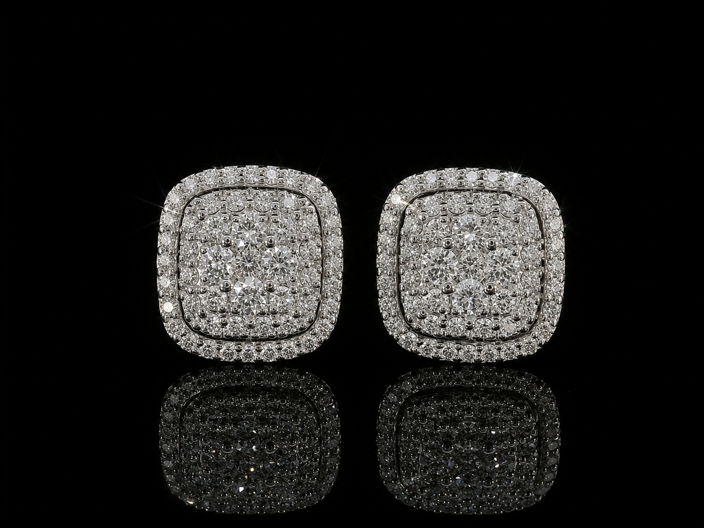 14K WHITE GOLD DIAMONDS VVS F+ EARRINGS