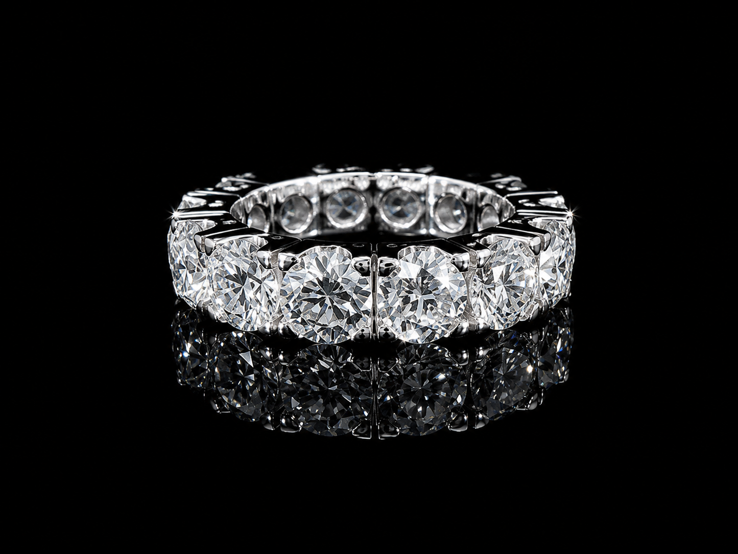 14K White Gold Full Eternity Lab-Grown Diamond Band – 7.10 ct – VVS-VS F+