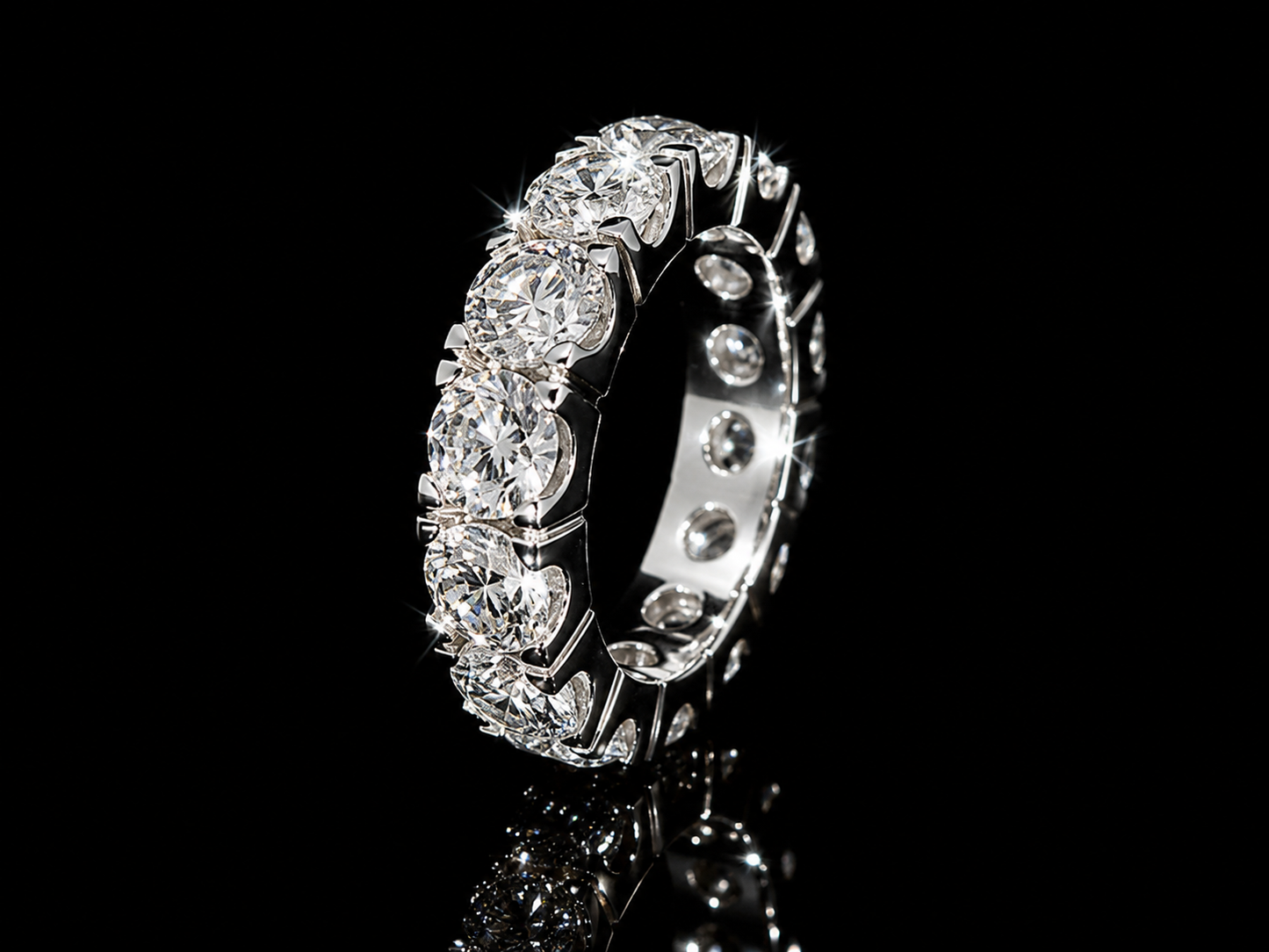 14K White Gold Full Eternity Lab-Grown Diamond Band – 7.10 ct – VVS-VS F+