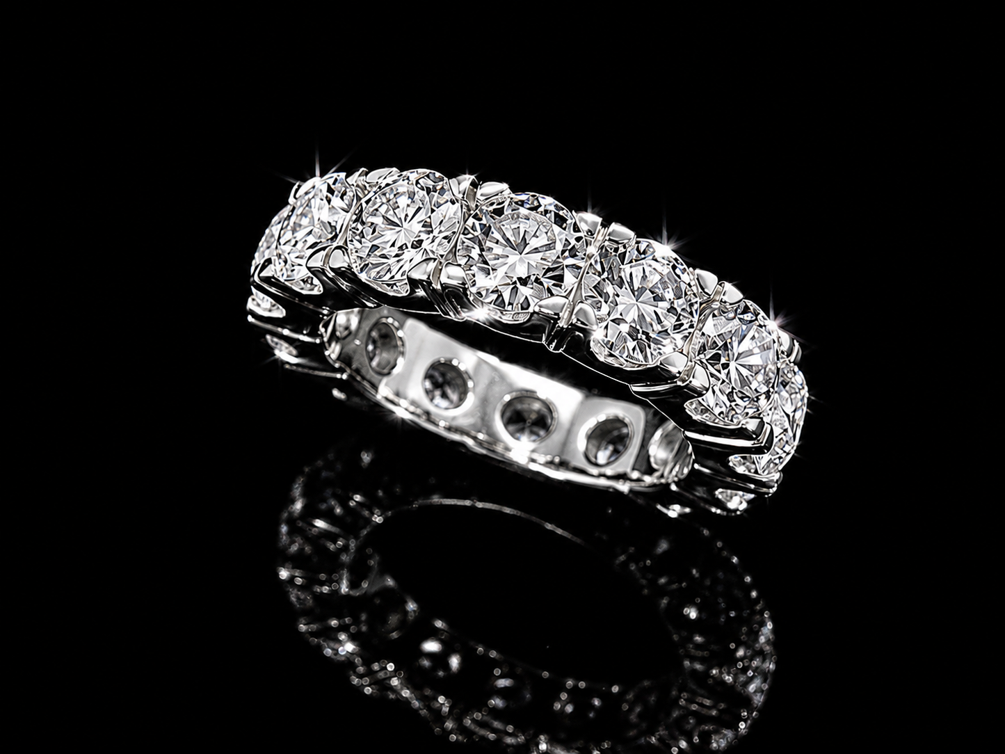 14K White Gold Full Eternity Lab-Grown Diamond Band – 7.10 ct – VVS-VS F+