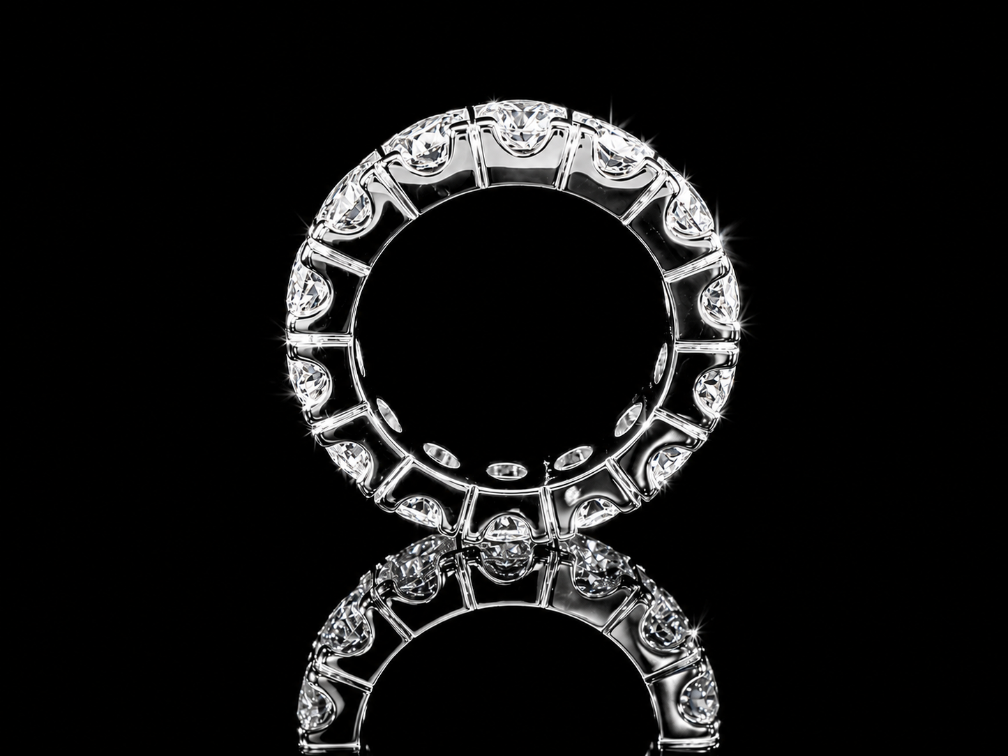 14K White Gold Full Eternity Lab-Grown Diamond Band – 7.10 ct – VVS-VS F+