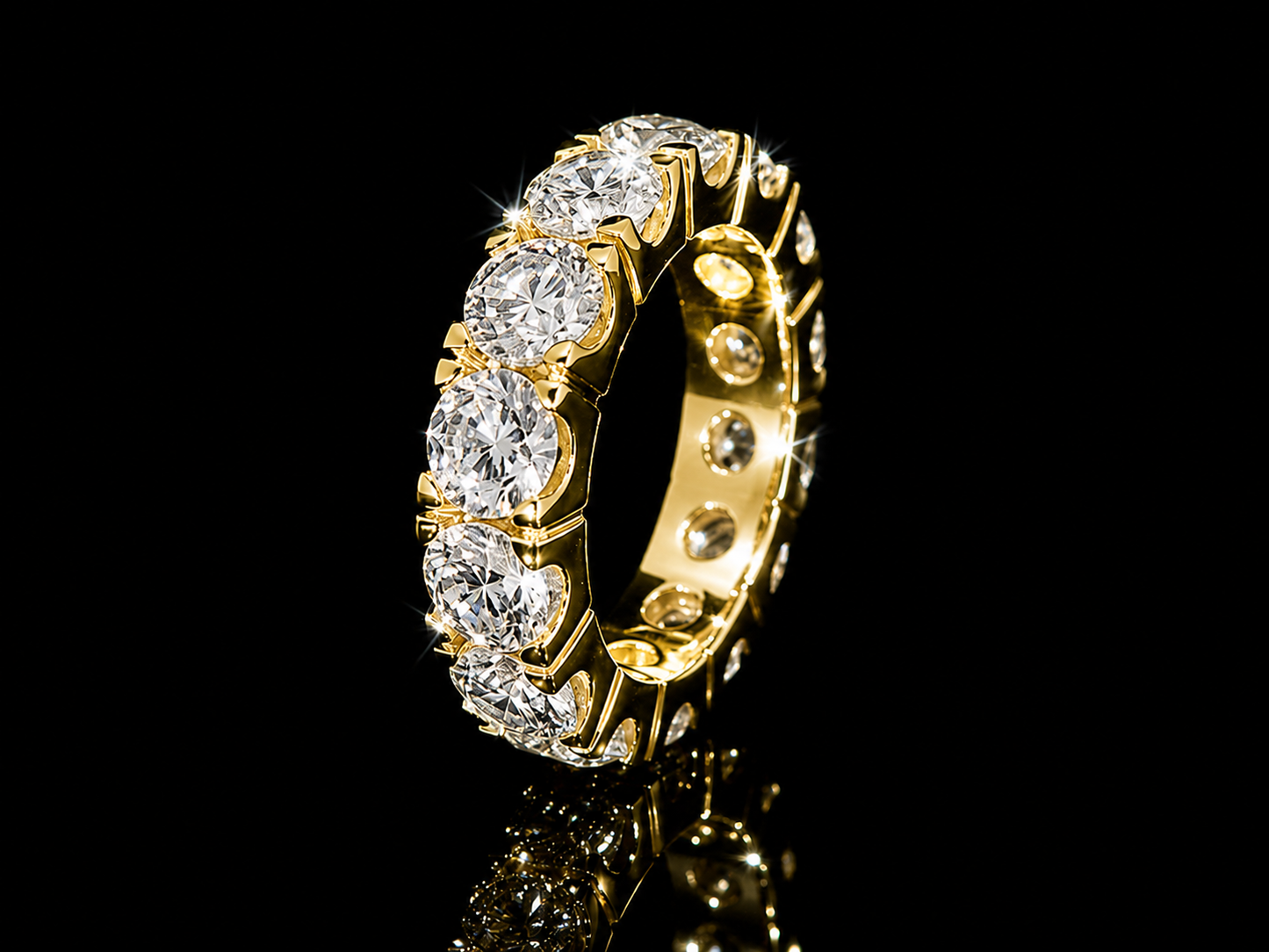14K Yellow Gold Full Eternity Lab-Grown Diamond Band – 7.10 ct – VVS-VS F+