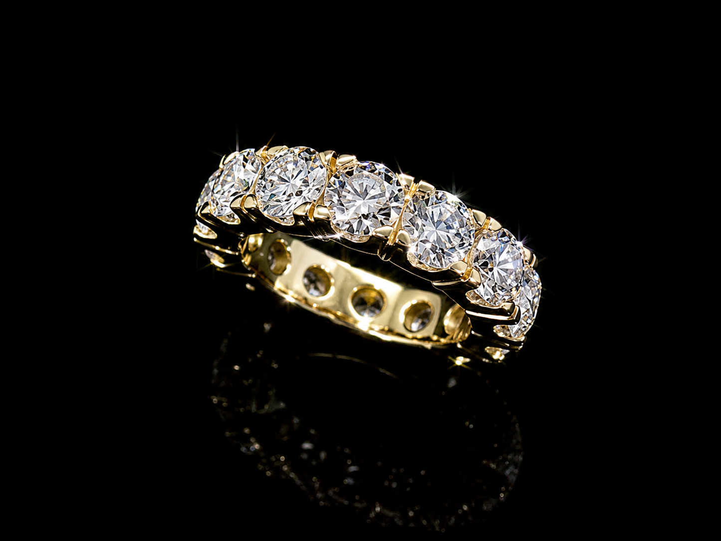 14K Yellow Gold Full Eternity Lab-Grown Diamond Band – 7.10 ct – VVS-VS F+