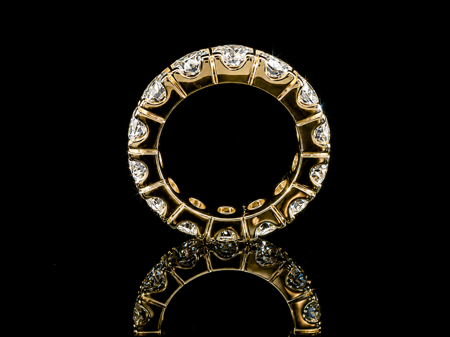 14K Yellow Gold Full Eternity Lab-Grown Diamond Band – 7.10 ct – VVS-VS F+