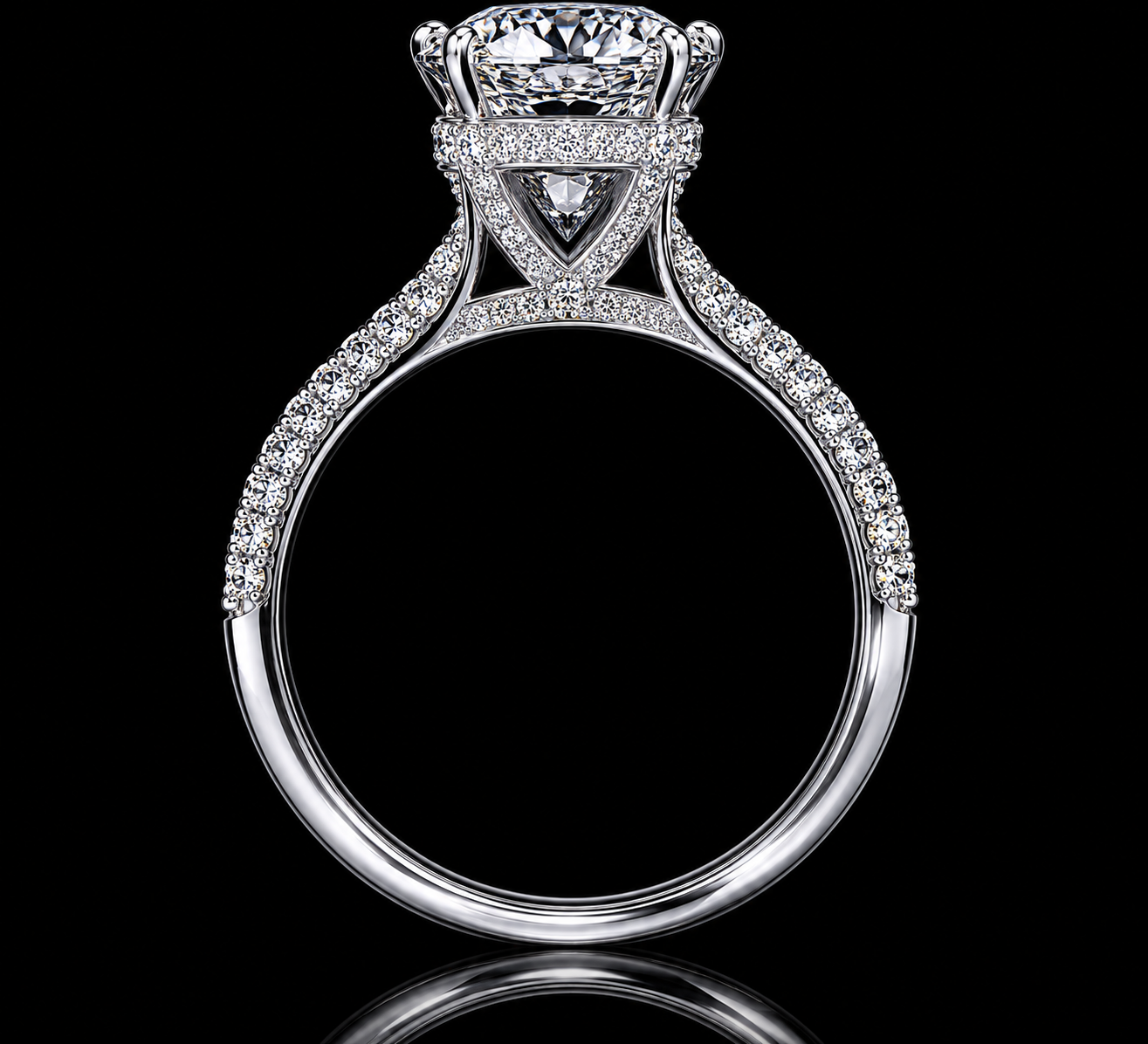 14K White Gold Oval Cut Lab Diamond Engagement Ring – 3.39 ct Total – IGI Certified