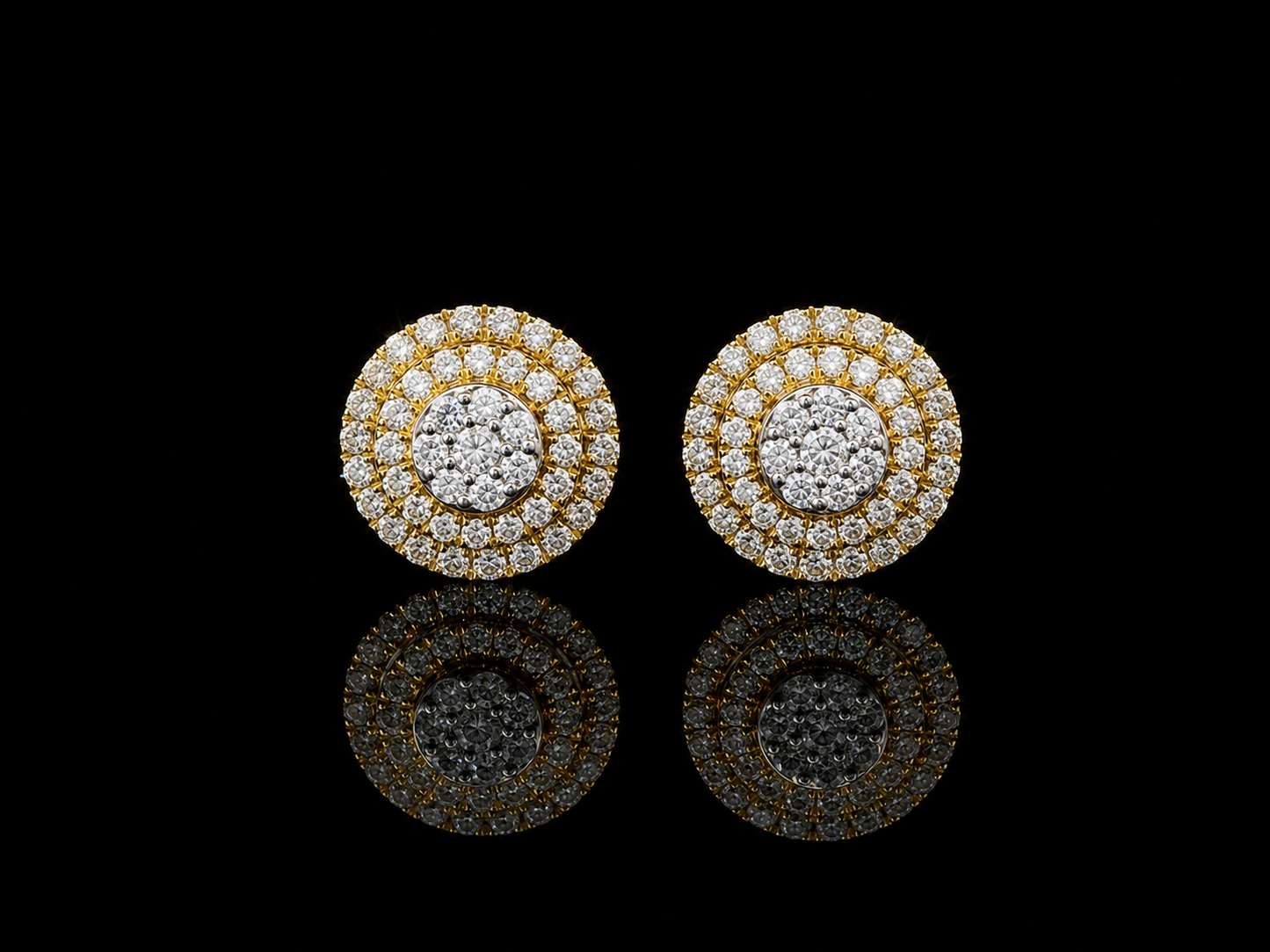 PENDIENTES DE ORO AMARILLO DE 10 K CON DIAMANTES REDONDOS DE 8 MM