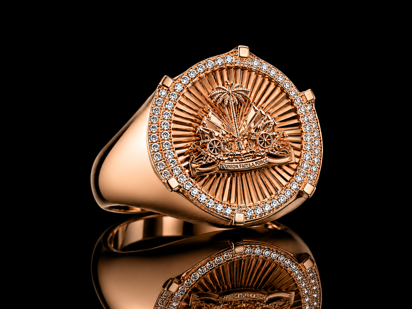 ANILLO DE ESLABONES CUBANOS DE ORO ROSA DE 10 K Y 15 MM, 3,30 CT DE DIAMANTES EN VVS F+