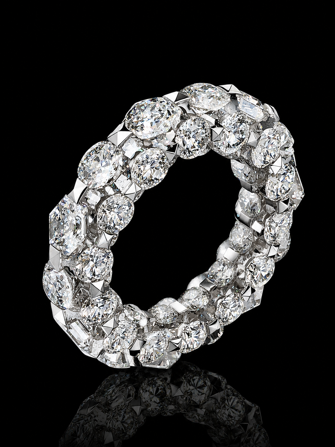 17CT Lab Diamond Inside-Out Eternity Band Ring in 10K White Gold | VS–VVS F+ Color | 6MM