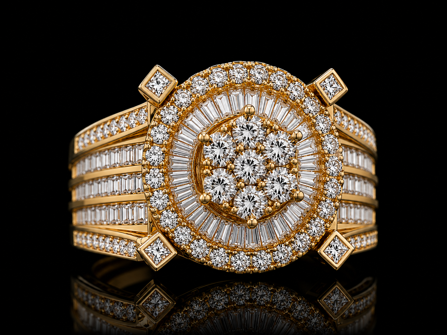 10K Yellow Gold Men's Diamond Ring – 4.40 CT Natural Diamonds SI-I1 G-H Color | Bold Luxury Statement Ring