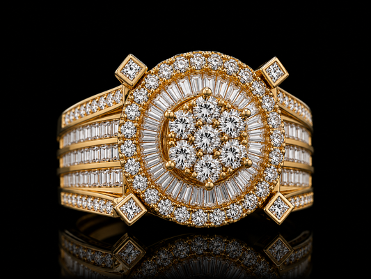 10K Yellow Gold Men's Diamond Ring – 4.40 CT Natural Diamonds SI-I1 G-H Color | Bold Luxury Statement Ring
