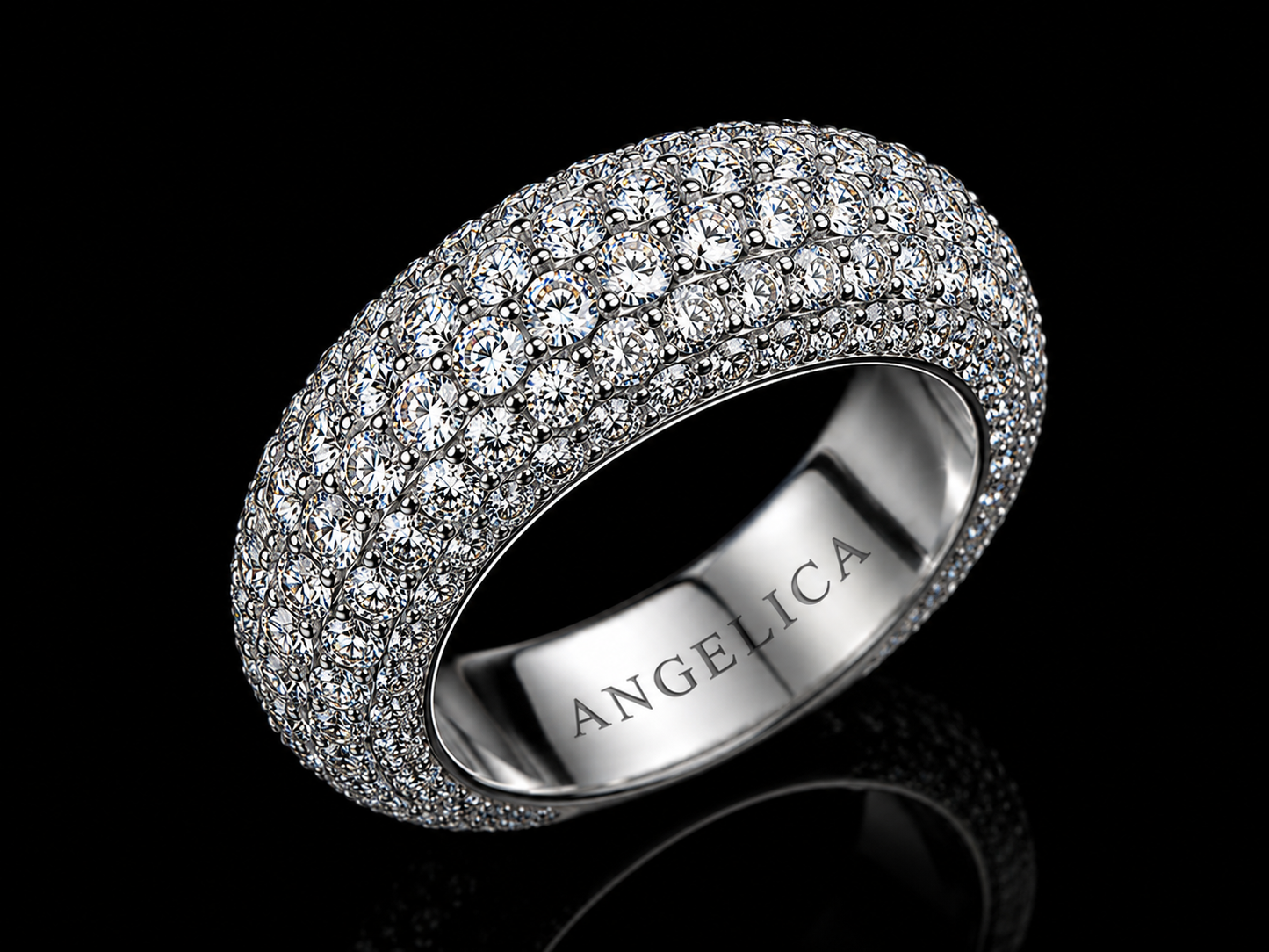 Angelica Signature 10K White Gold Diamond Band Ring – 3.75 CT VVS F+ Natural Diamonds | 7mm Luxury Eternity Band Angelica Jewellers