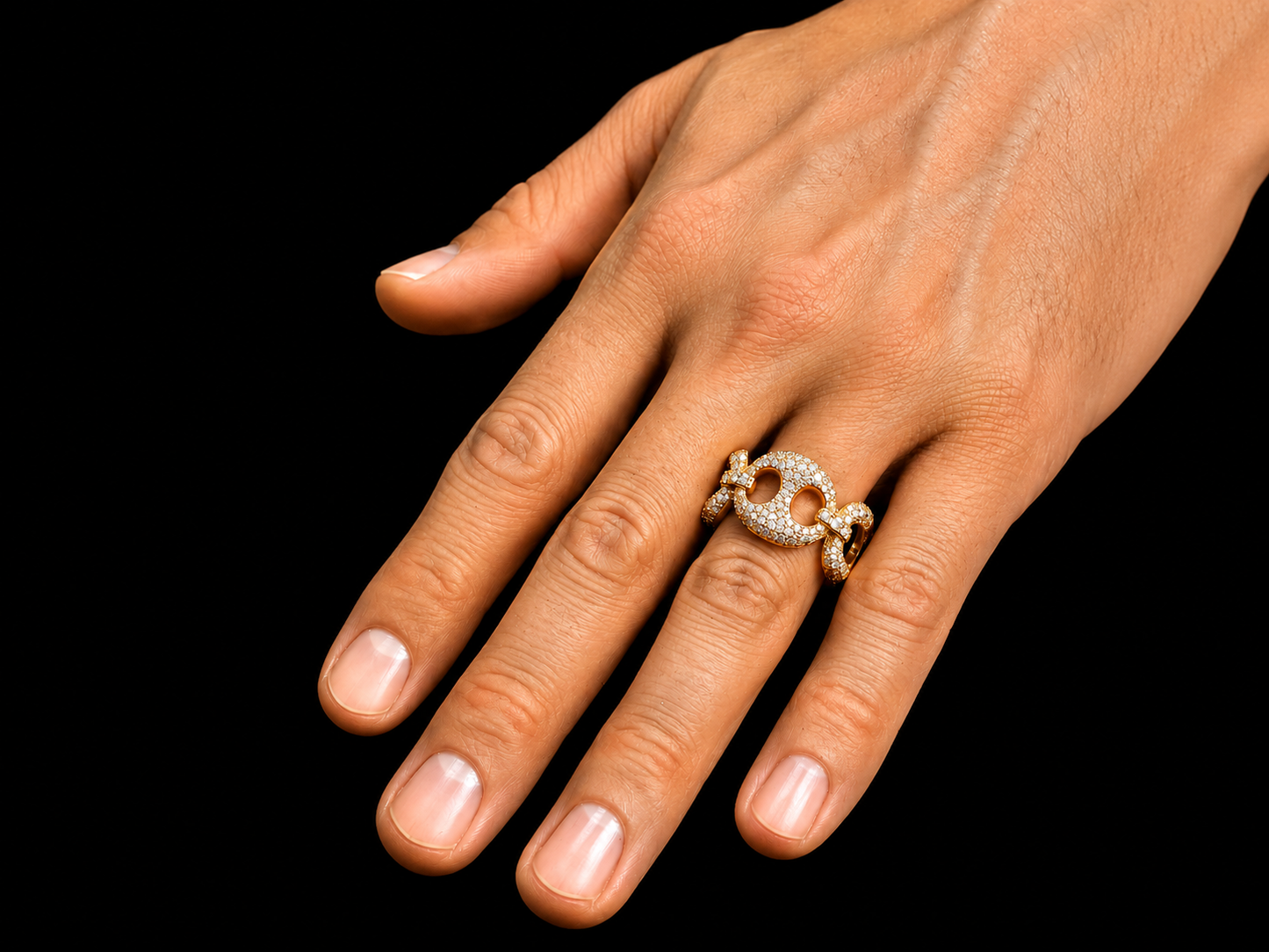 10K Rose Gold Coffee Bean Diamond Ring – 2.75 CTW VVS F+ Natural Diamonds | 15mm Gucci-Inspired Statement Ring