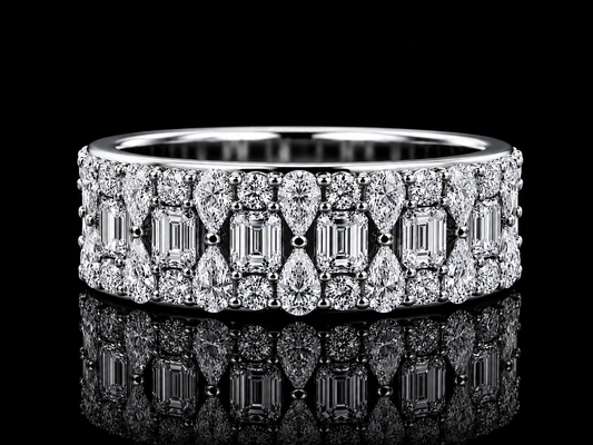 ANNEAU EN OR BLANC 10K SERTI DE 6,40 CT DE DIAMANTS EN VVS F+