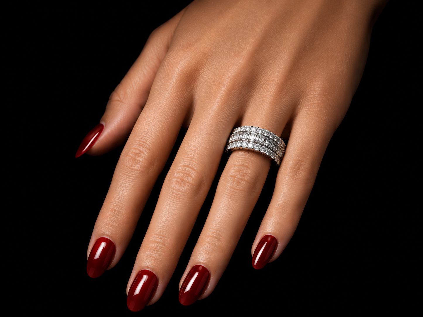10K White Gold Eternity Band Ring – 7.10 CT VVS F+ Natural Emerald-Cut & Round Diamonds | 8MM