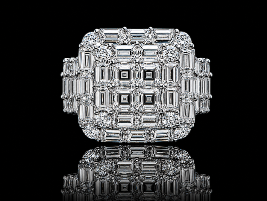 ANNEAU EN OR BLANC 10K SERTI DE 6,40 CT DE DIAMANTS EN VVS F+